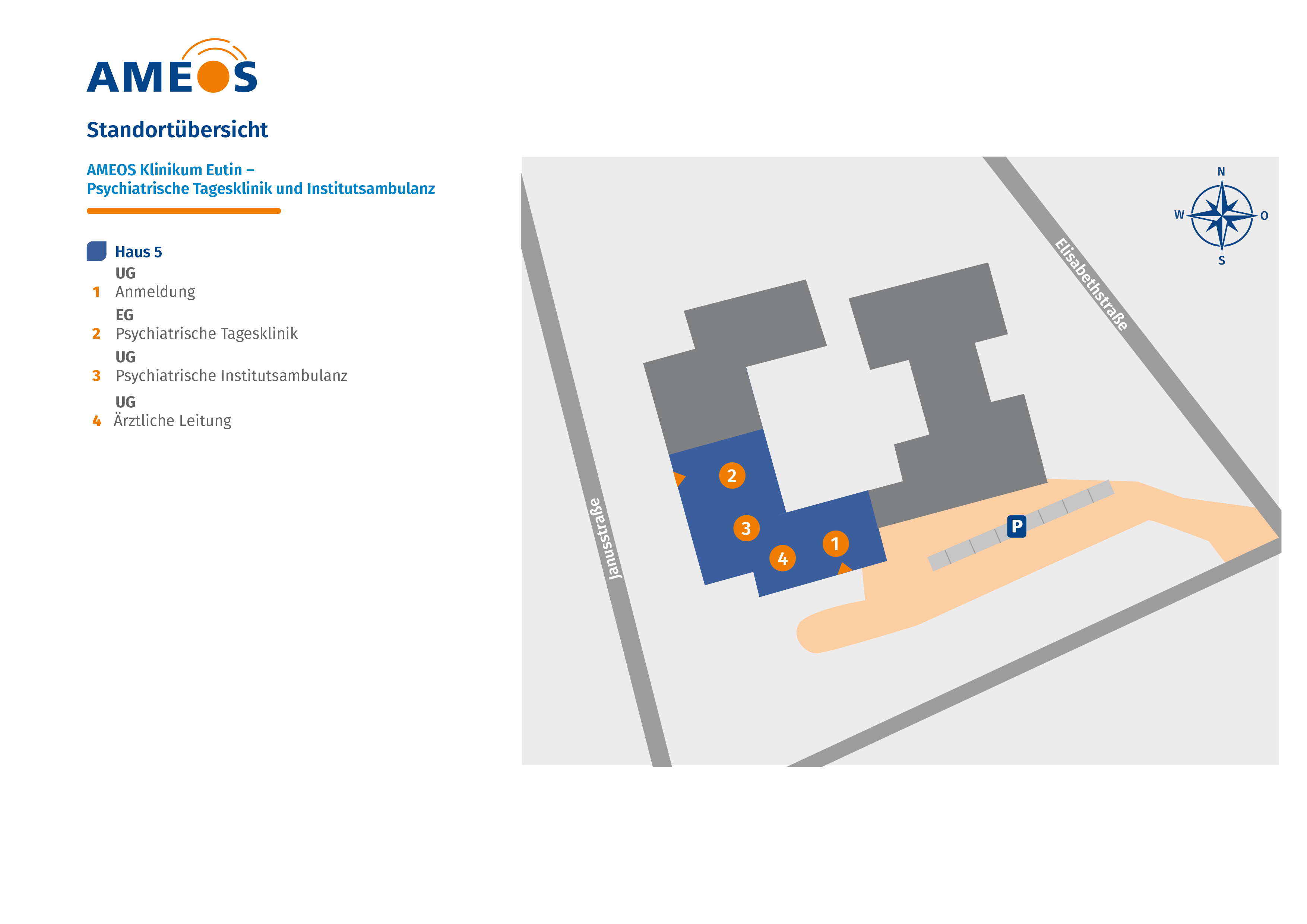 Hier ist ein Lageplan des AMEOS Klinikum Eutin abgebildet